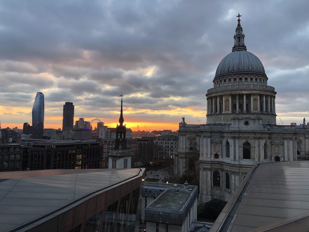 London skyline at sunset